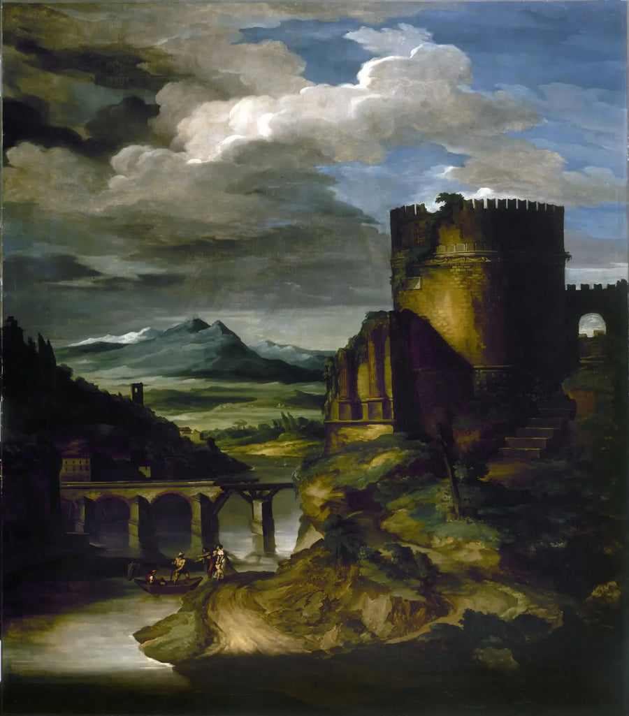 Italiaans landschap bij het graf - Théodore Géricault