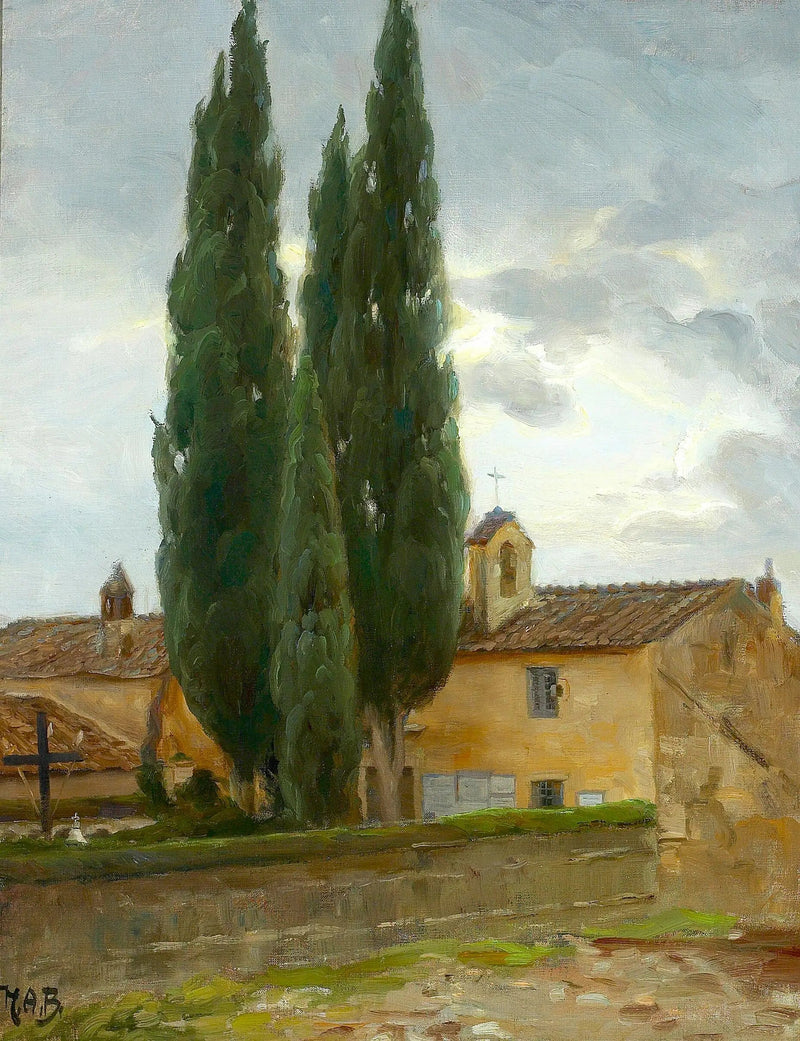 Italiaans landschap met een klooster en dennenbomen. - H. A. Brendekilde

Source:
Paysage italien avec un monastère et des pins. - H. A. Brendekilde