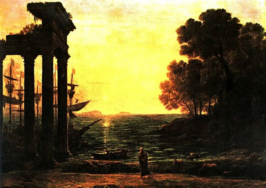 Maritiem landschap met Ezechiël die huilt op de ruïnes van Tyrus - Claude Lorrain