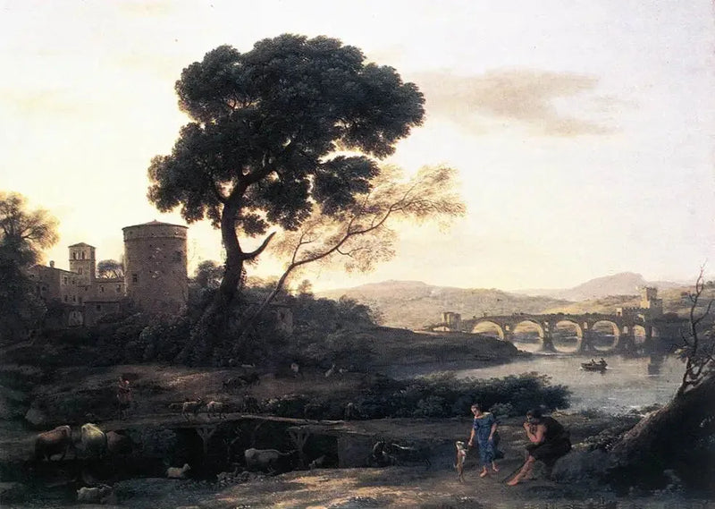 Pastoraal landschap met de Milvius-brug - Claude Lorrain