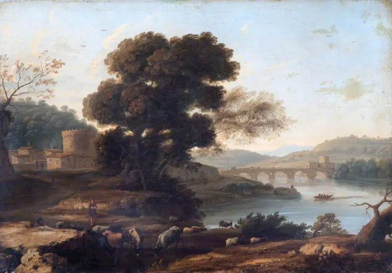 Pastoraal landschap met de Ponte Molle, Rome - Claude Lorrain