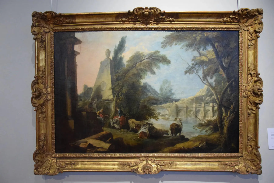 Pastoraal landschap met obelisk - François Boucher
