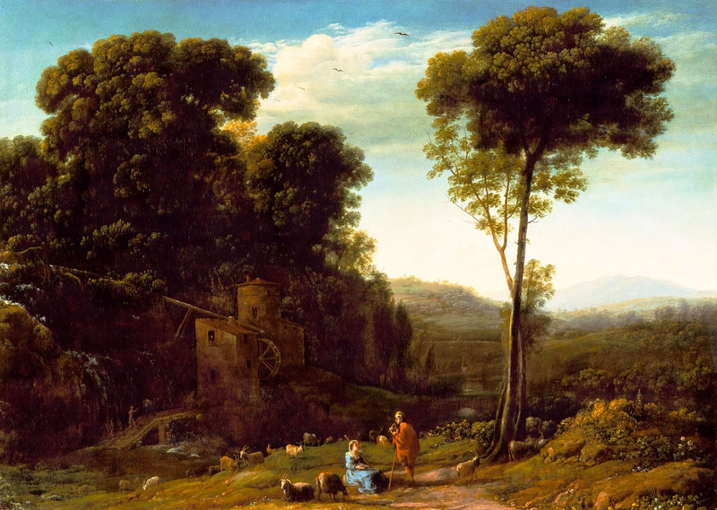 Pastoraal landschap met een molen - Claude Lorrain