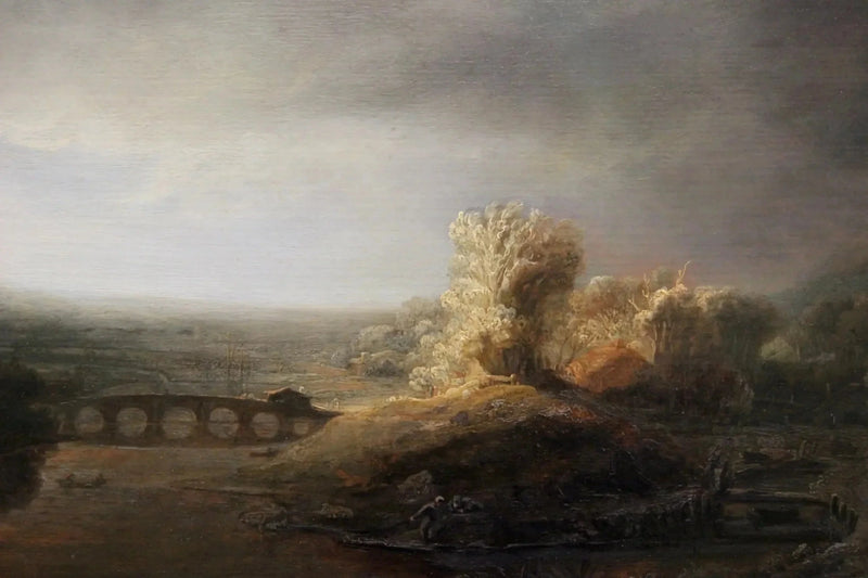 Landschap met een brug met zeven bogen - Rembrandt