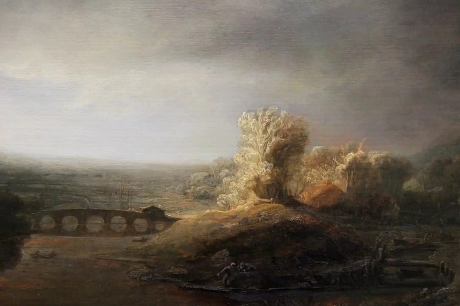 Landschap met een brug met zeven bogen - Rembrandt