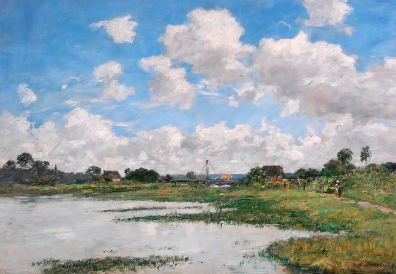 Landschap, rivier Touques, Normandië - Eugène Boudin