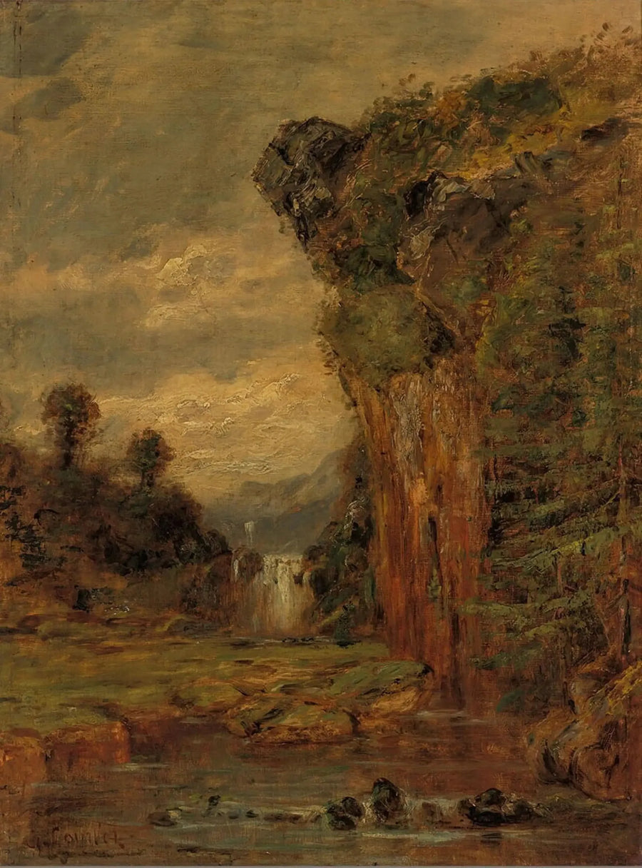 Rotslandschap met waterval - Gustave Courbet
