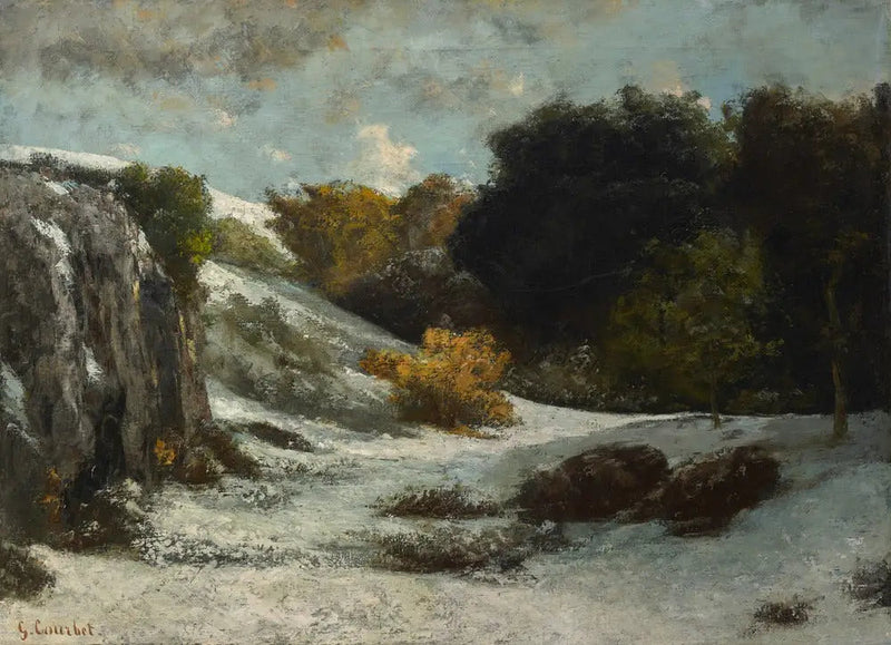 Landschap onder de sneeuw - Gustave Courbet