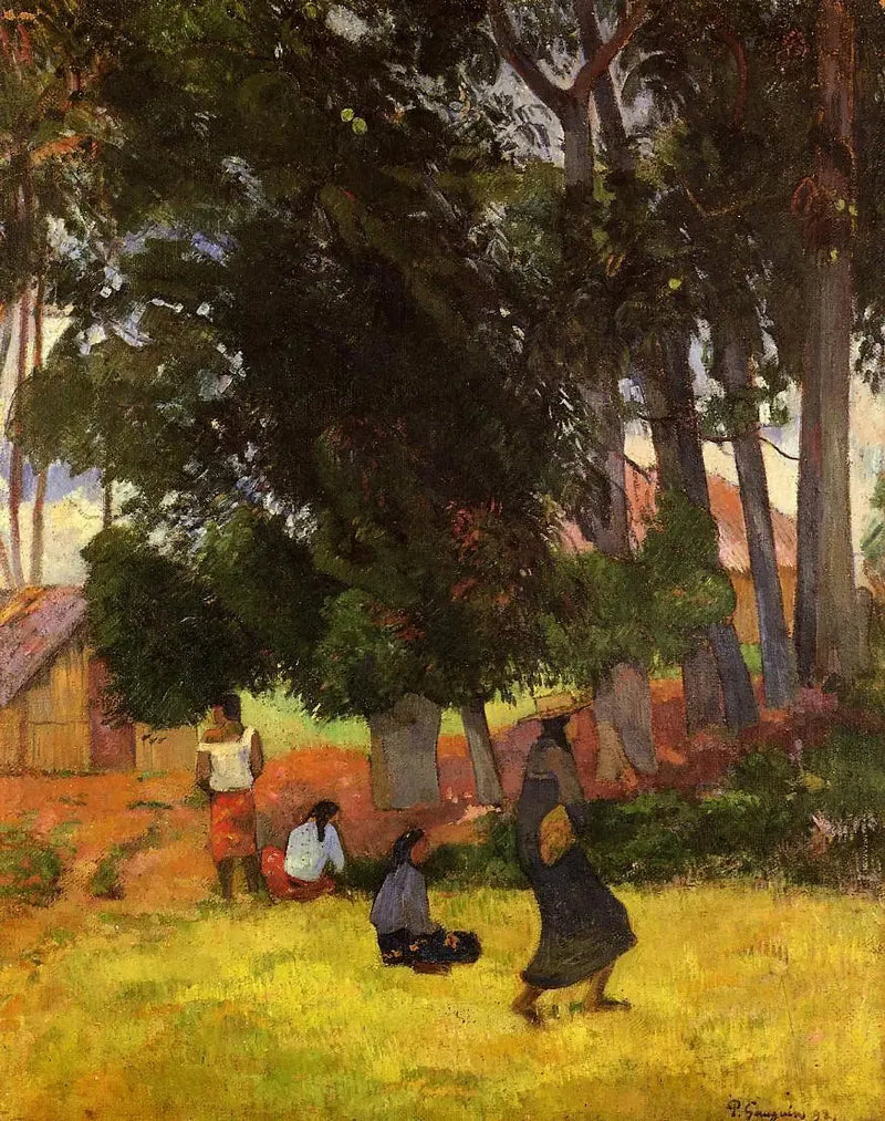 Tahitiaans landschap met figuren - Paul Gauguin