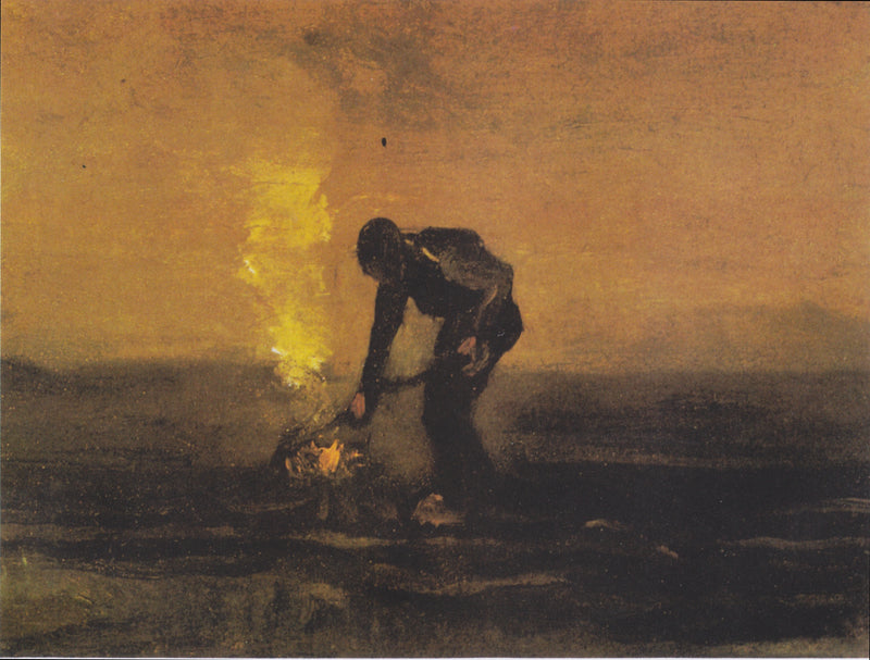 Brandende boer onkruid aan het verbranden - Vincent van Gogh