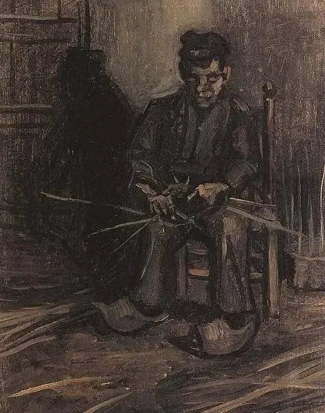 Boer die een mand maakt - Vincent van Gogh