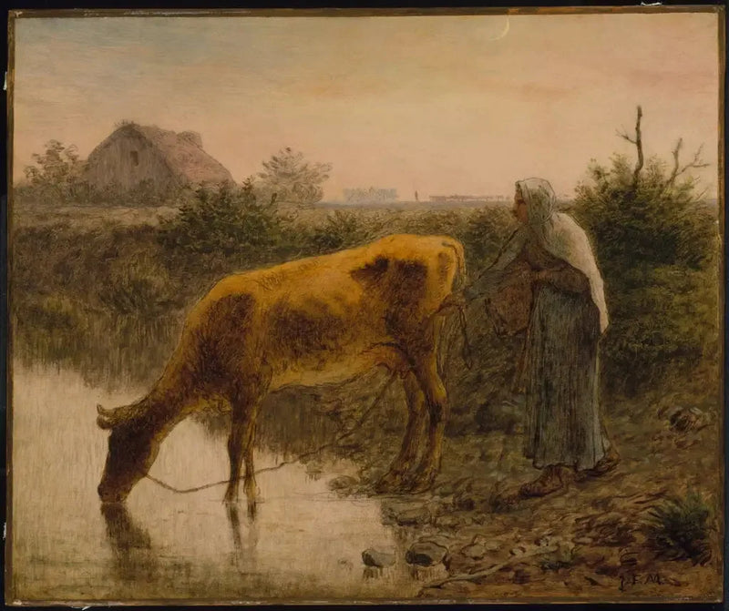 Boer die zijn koe drinkt - Jean-François Millet