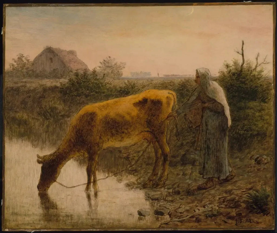 Boer die zijn koe drinkt - Jean-François Millet
