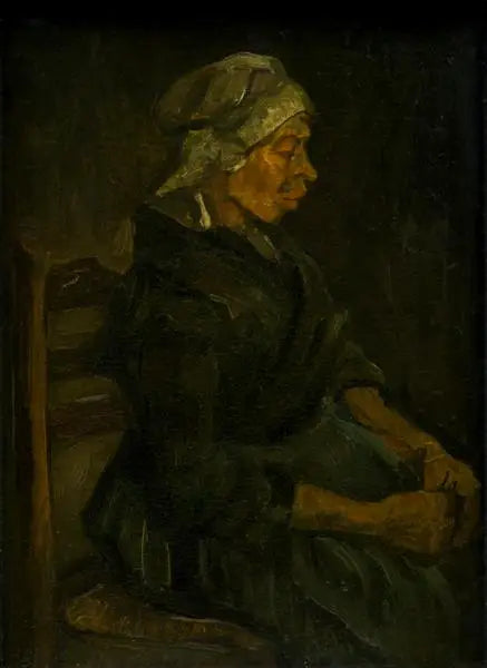Zittende boerin met een witte muts - Vincent van Gogh