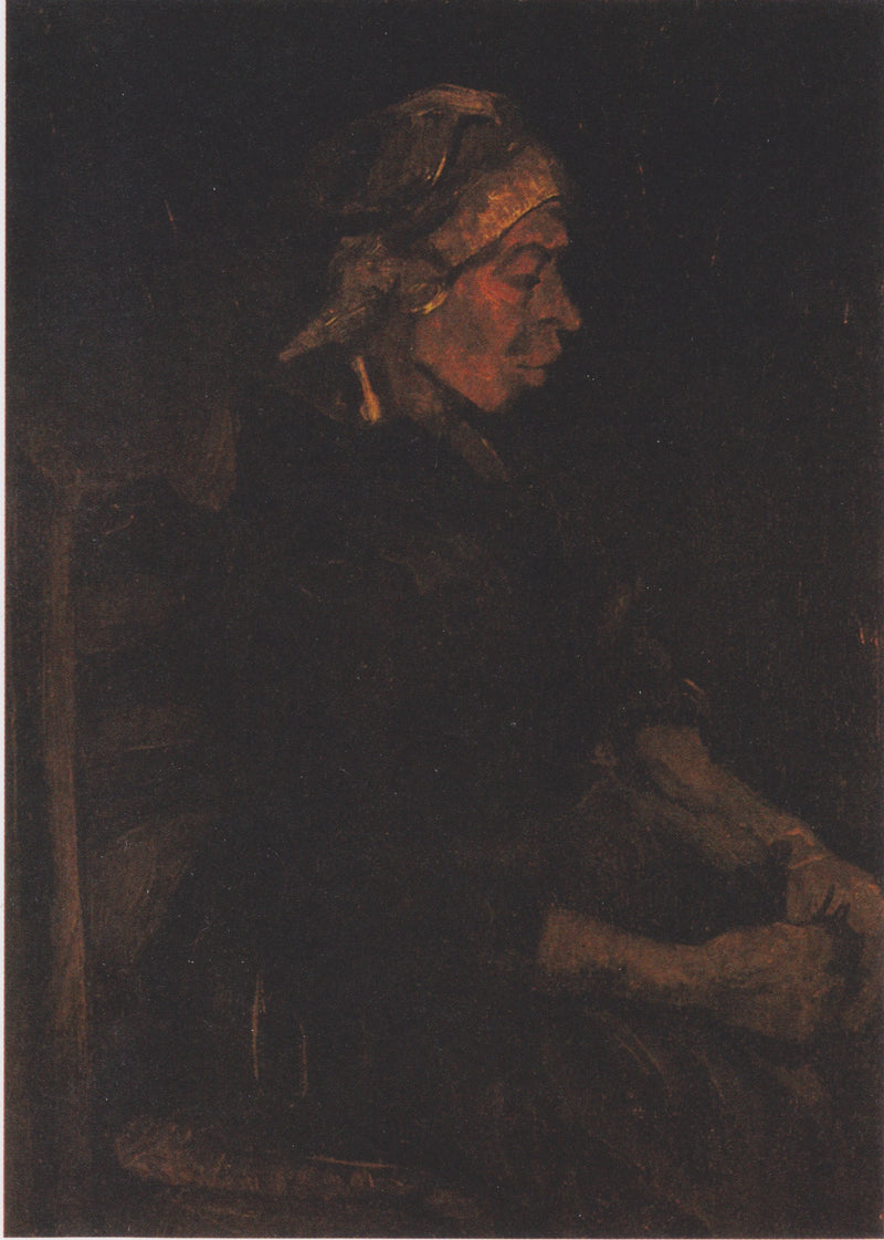 Zittende boerin met een witte muts - Vincent van Gogh