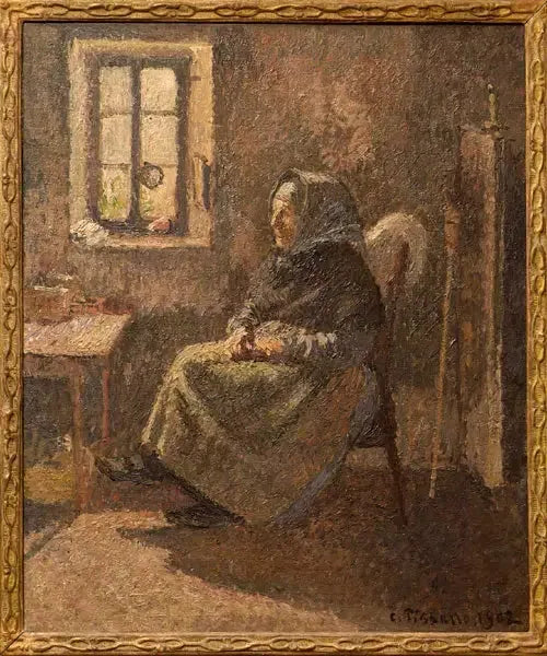 Zittende boerin. Interieur in Moret - Camille Pissarro