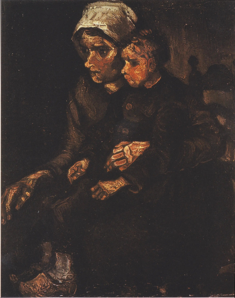 Paysanne avec un enfant sur ses genoux - Vincent van Gogh image 1 reproduction de peinture à l’huile