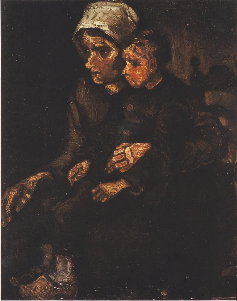 Boerin met een kind op haar schoot - Vincent van Gogh