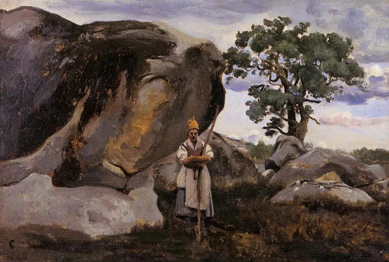 Boer en bos van Fontainebleau - Jean-Baptiste Camille Corot