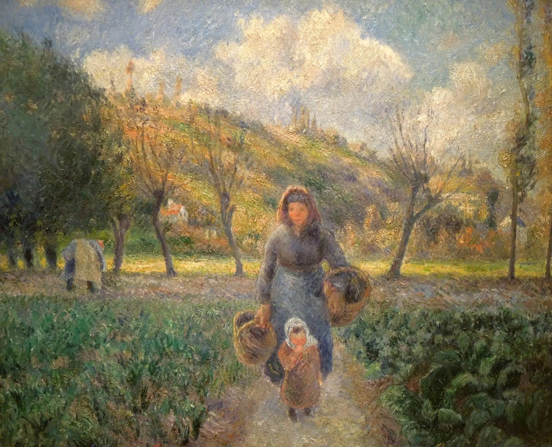 Boerin en kind terugkerend van de velden, Auvers-sur-Oise - Camille Pissarro