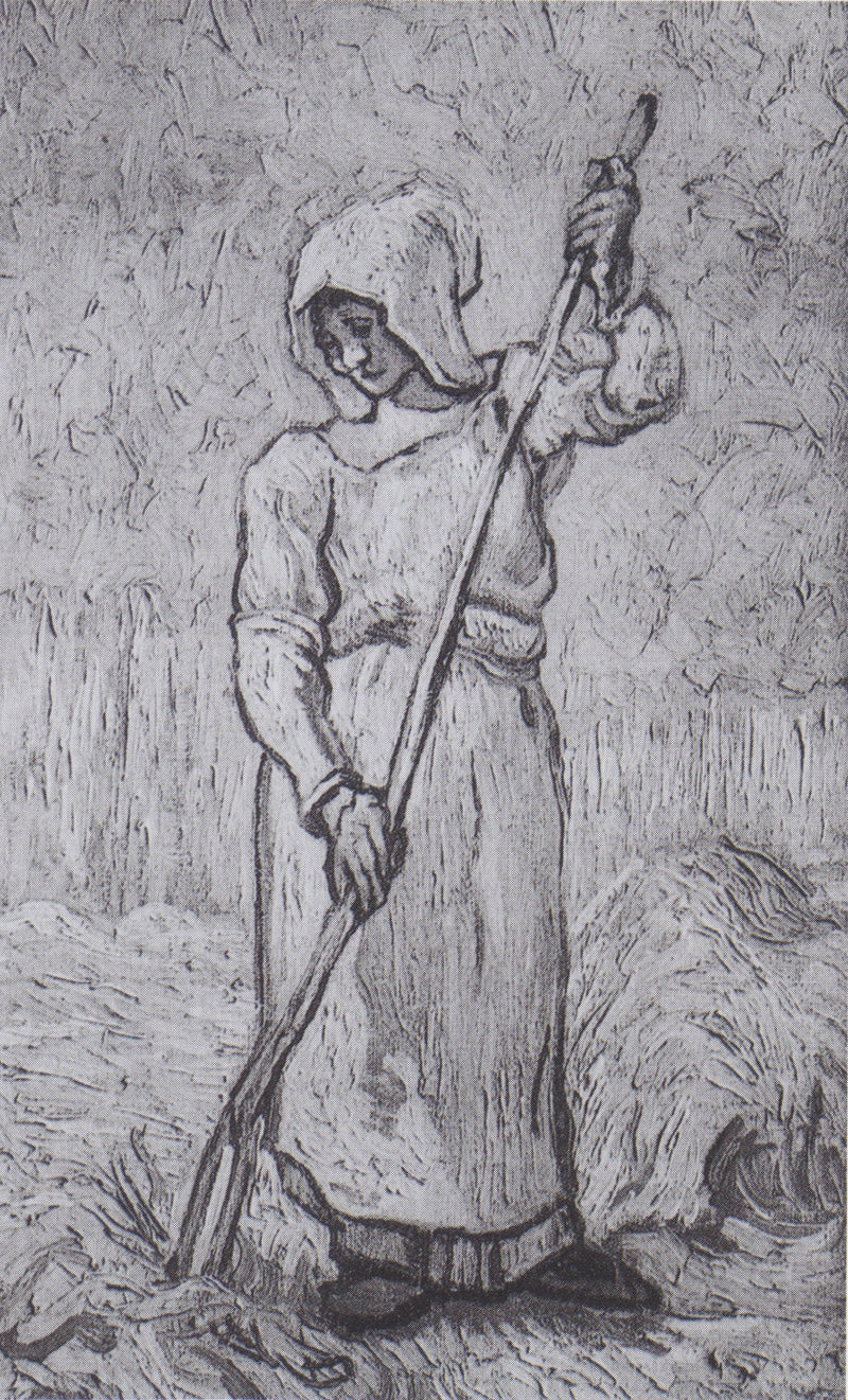 Boerin met een hark (naar Millet) - Vincent van Gogh