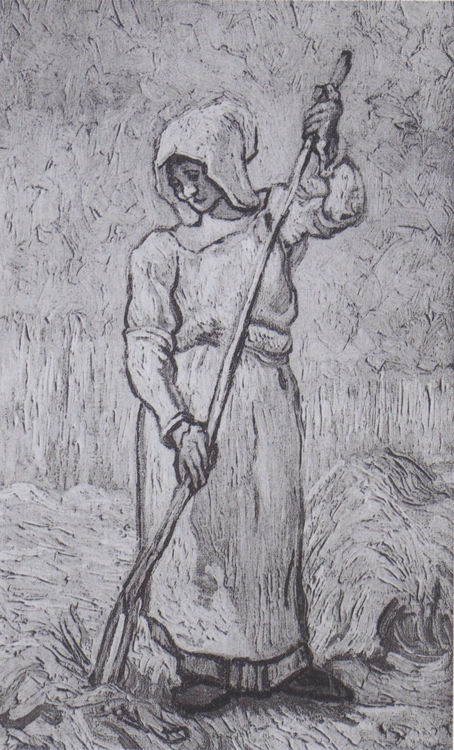 Boerin met een hark (naar Millet) - Vincent van Gogh