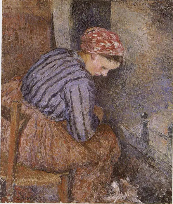 Boerin die zich verwarmt - Camille Pissarro
