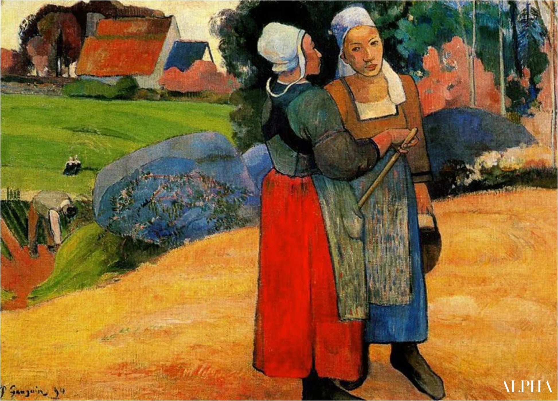 Bretonse boerinnen - Paul Gauguin - Reproducties van schilderijen en hoogwaardige schilderijen