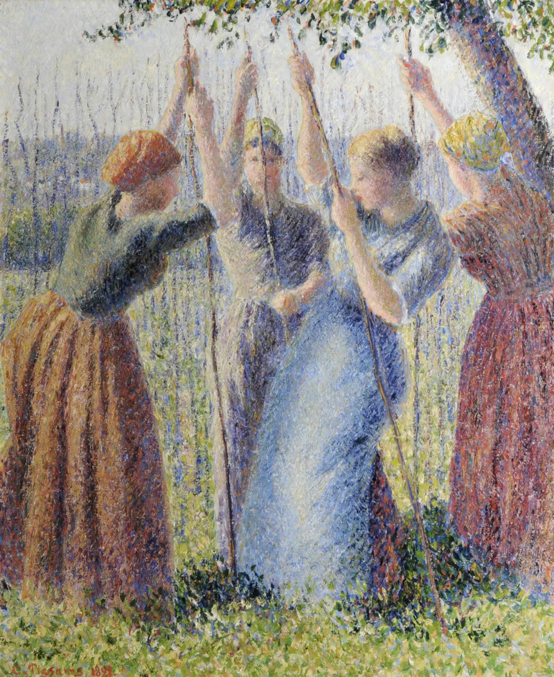 Boeren die riet planten - Camille Pissarro