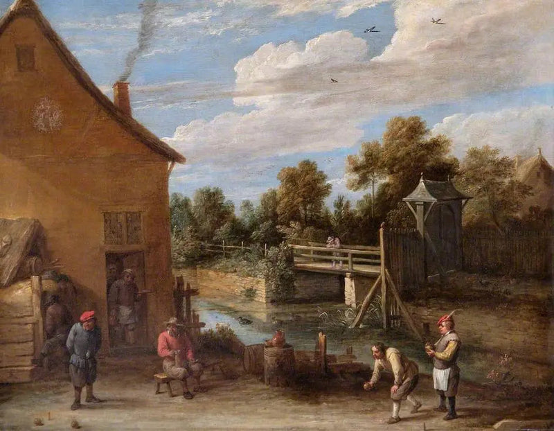 Landbouwers die jeu de boules spelen voor een herberg aan de rand van een rivier - David Teniers de Jonge

Source:
Paysans jouant aux boules devant une auberge au bord d'une rivière - David Teniers le Jeune