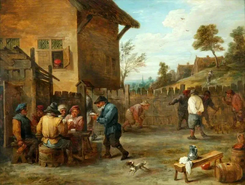 Boeren die kaarten en kegels spelen in een binnenplaats - David Teniers de Jonge

Source:
Paysans jouant aux cartes et aux quilles dans une cour - David Teniers le Jeune