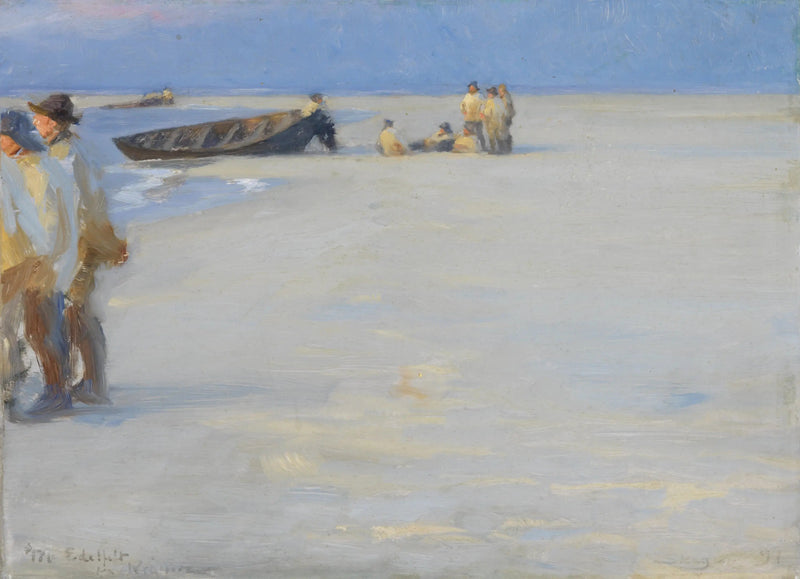 Vissers op het noordstrand van Skagen. Zomeravond. - Peder Severin Krøyer