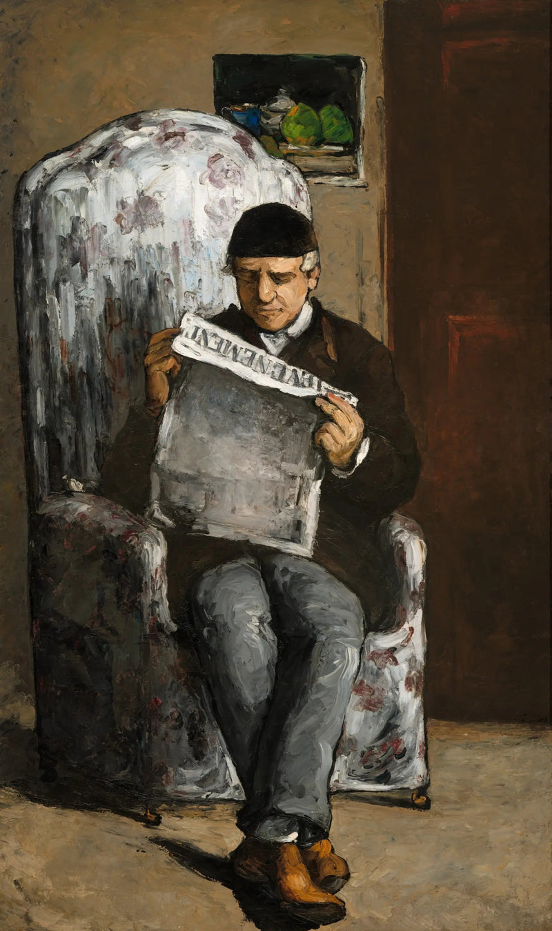 Vader van de Kunstenaar lezend het Nieuws - Paul Cézanne