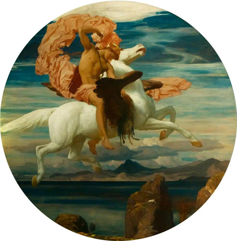 Persée, op Pegasus, die zich haast om Andromeda te redden - Frederic Leighton

Source:
Persée, sur Pégase, se précipitant au secours d'Andromède - Frederic Leighton