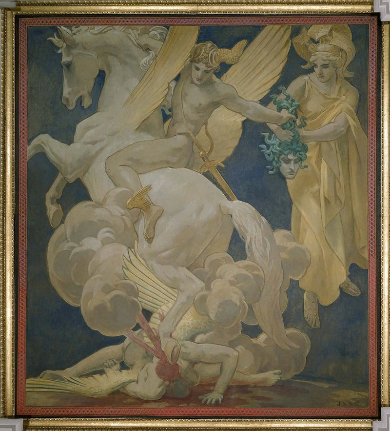 Perseus op Pegasus die Medusa doodt - John Singer Sargent