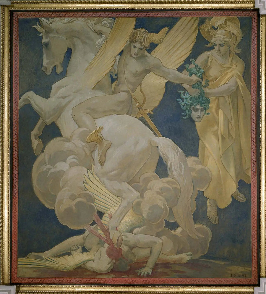 Perseus op Pegasus die Medusa doodt - John Singer Sargent