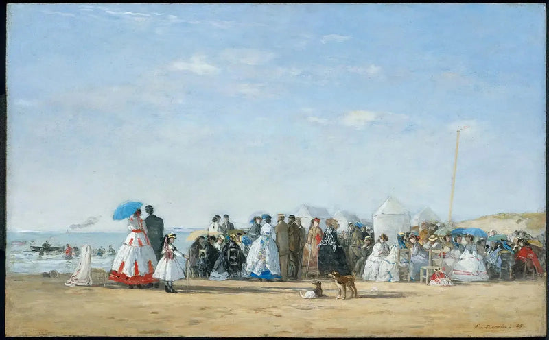 Modefiguren op het strand - Eugène Boudin