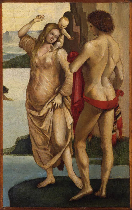 Personages in een landschap: Man, Vrouw en Kind - Luca Signorelli
