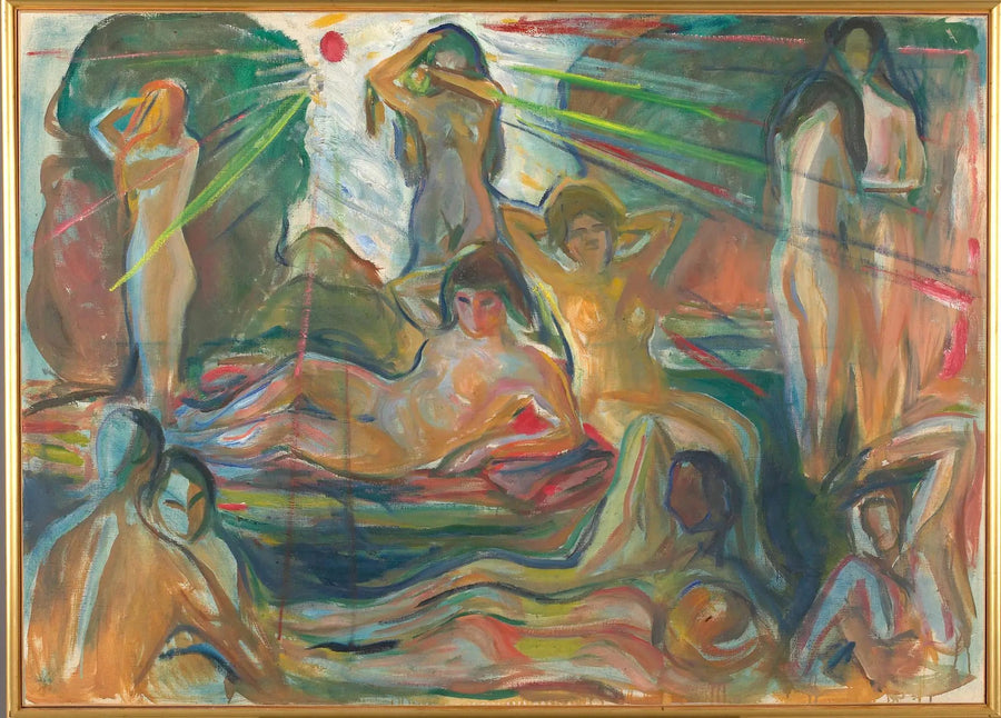Naakte personages en Zon - Edvard Munch
