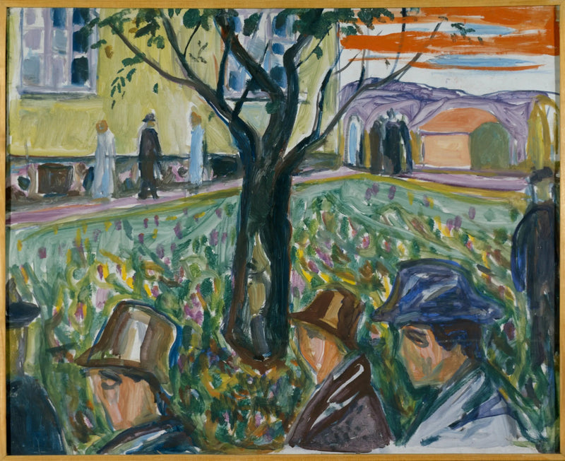 Mensen die door de tuin wandelen - Edvard Munch