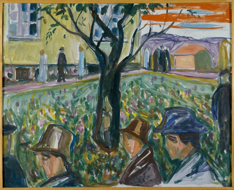Mensen die door de tuin wandelen - Edvard Munch