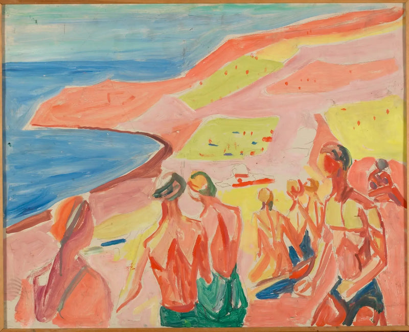 Personen die zonnebaden in een baai - Edvard Munch