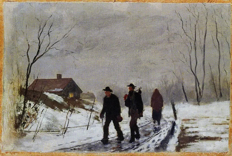 Personen op de rode in natte sneeuw - Edvard Munch