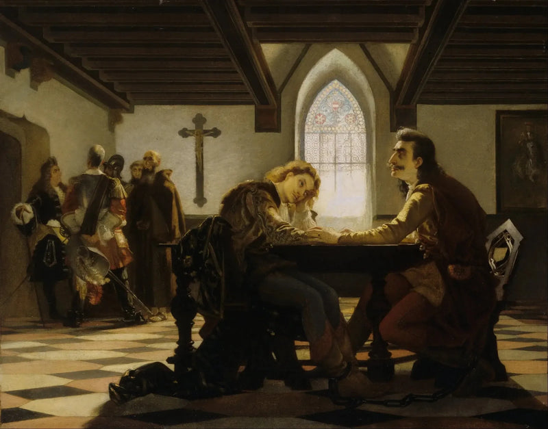 Péter Zrínyi en Kristóf Frangepán in de gevangenis in Wiener Neustadt - Viktor Madarász