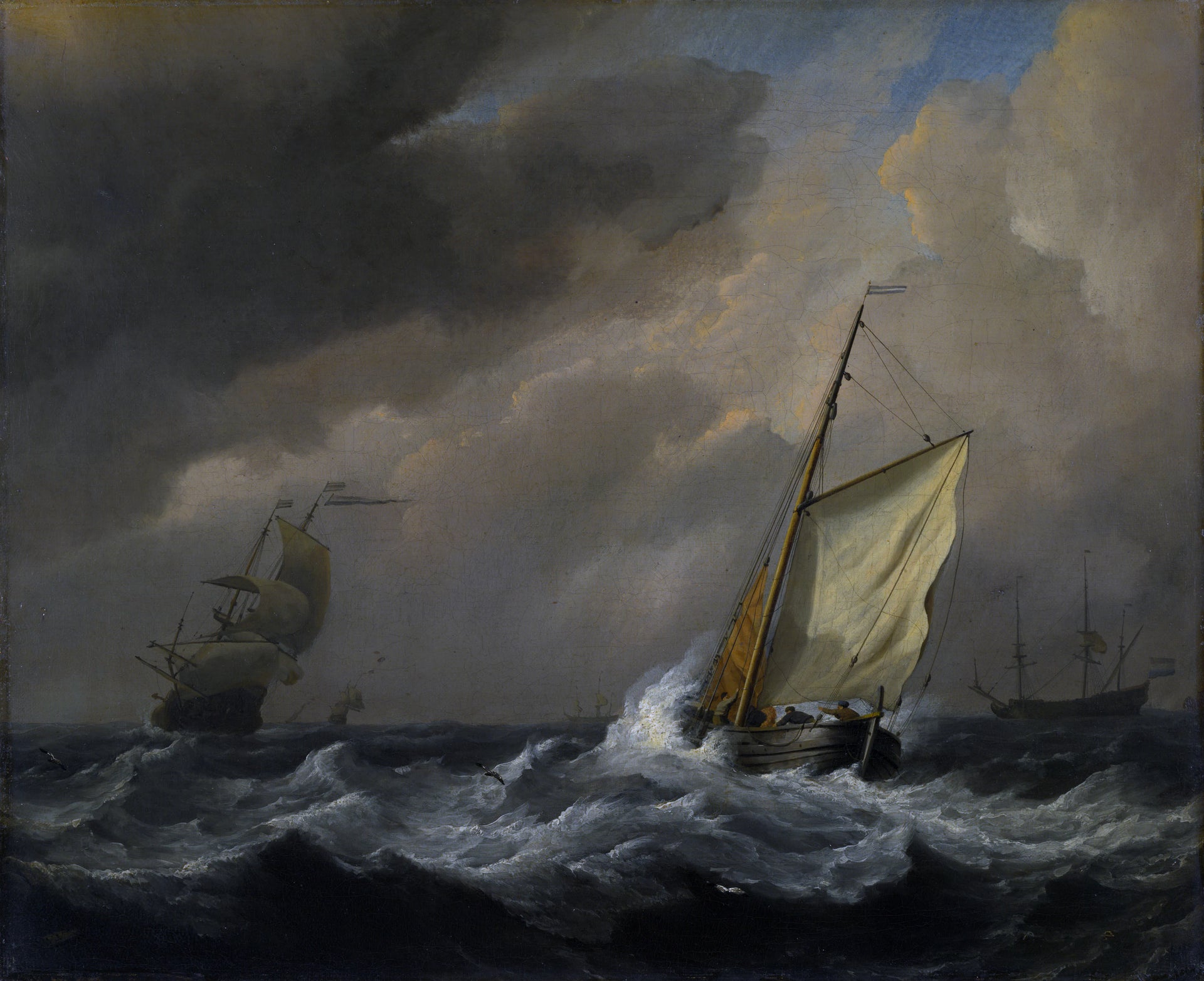 Un petit navire hollandais au près dans une forte brise - Willem Van de Velde le Jeune