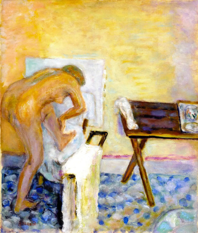 Kleine naakte vrouw voorovergebogen - Pierre Bonnard