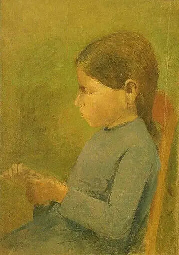Jonge meisje breiend - Odilon Redon
