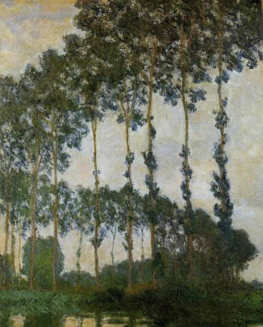 Populieren bij Giverny, bewolkt weer - Claude Monet