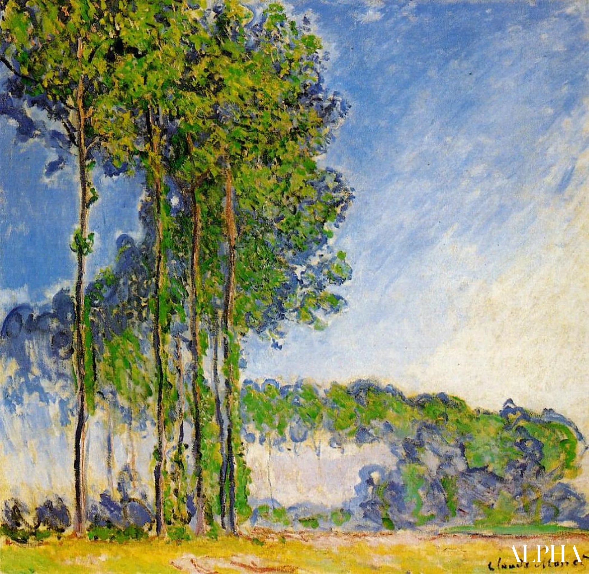 Populieren, gezien vanuit het moeras - Claude Monet - Reproducties van schilderijen en hoogwaardige schilderijen