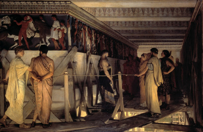 Phidias die de fries van het Parthenon aan zijn vrienden toont - Lawrence Alma-Tadema